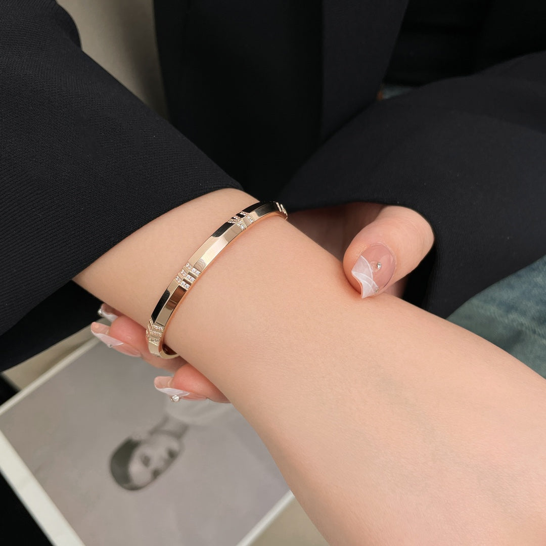 TIFFANY ATLAS BRACELET 6MM DIAMOND PINK GOLD