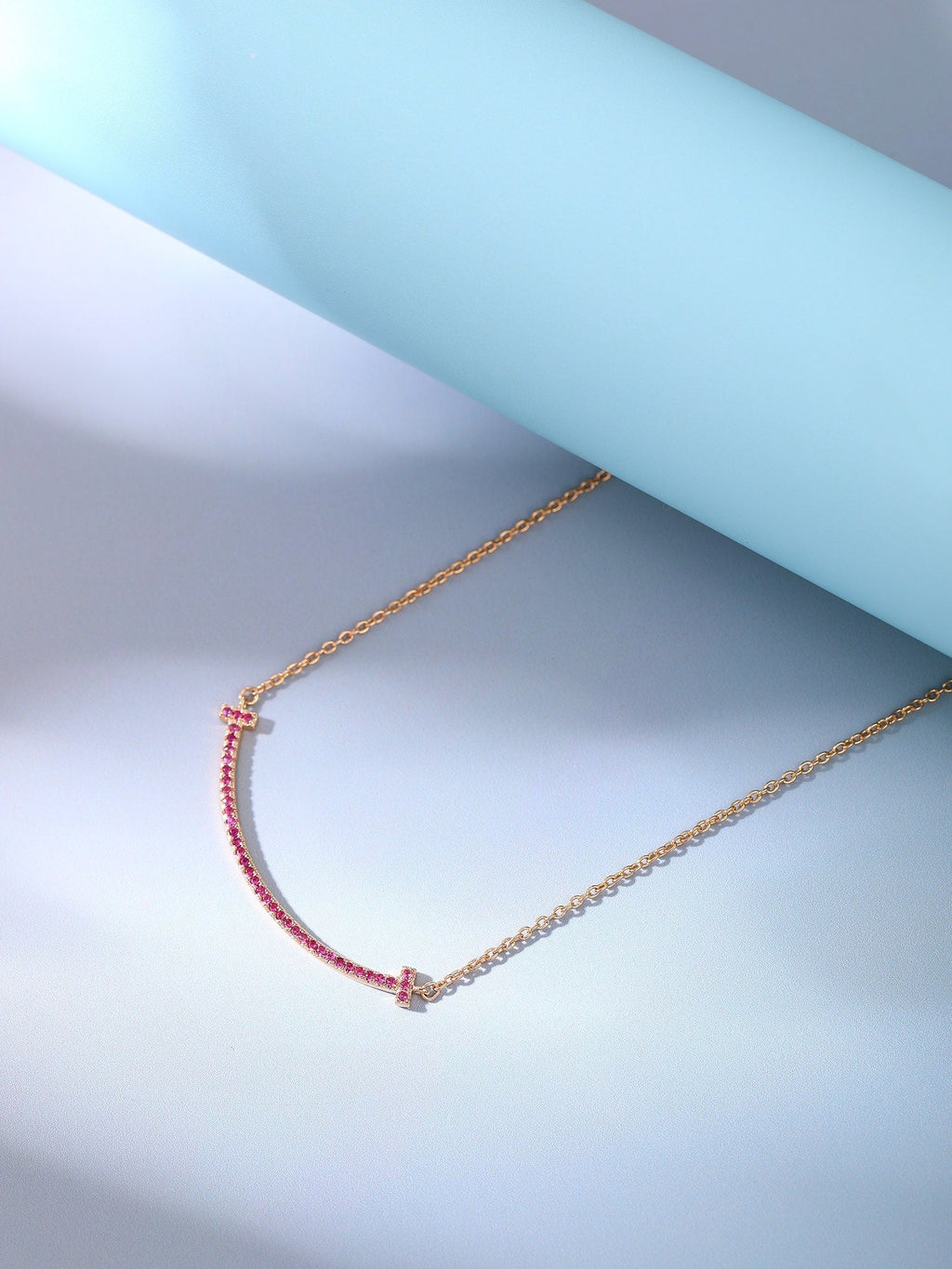 TIFFANY BIG SMILE PEDANT PINK DIAMOND NECKLACE