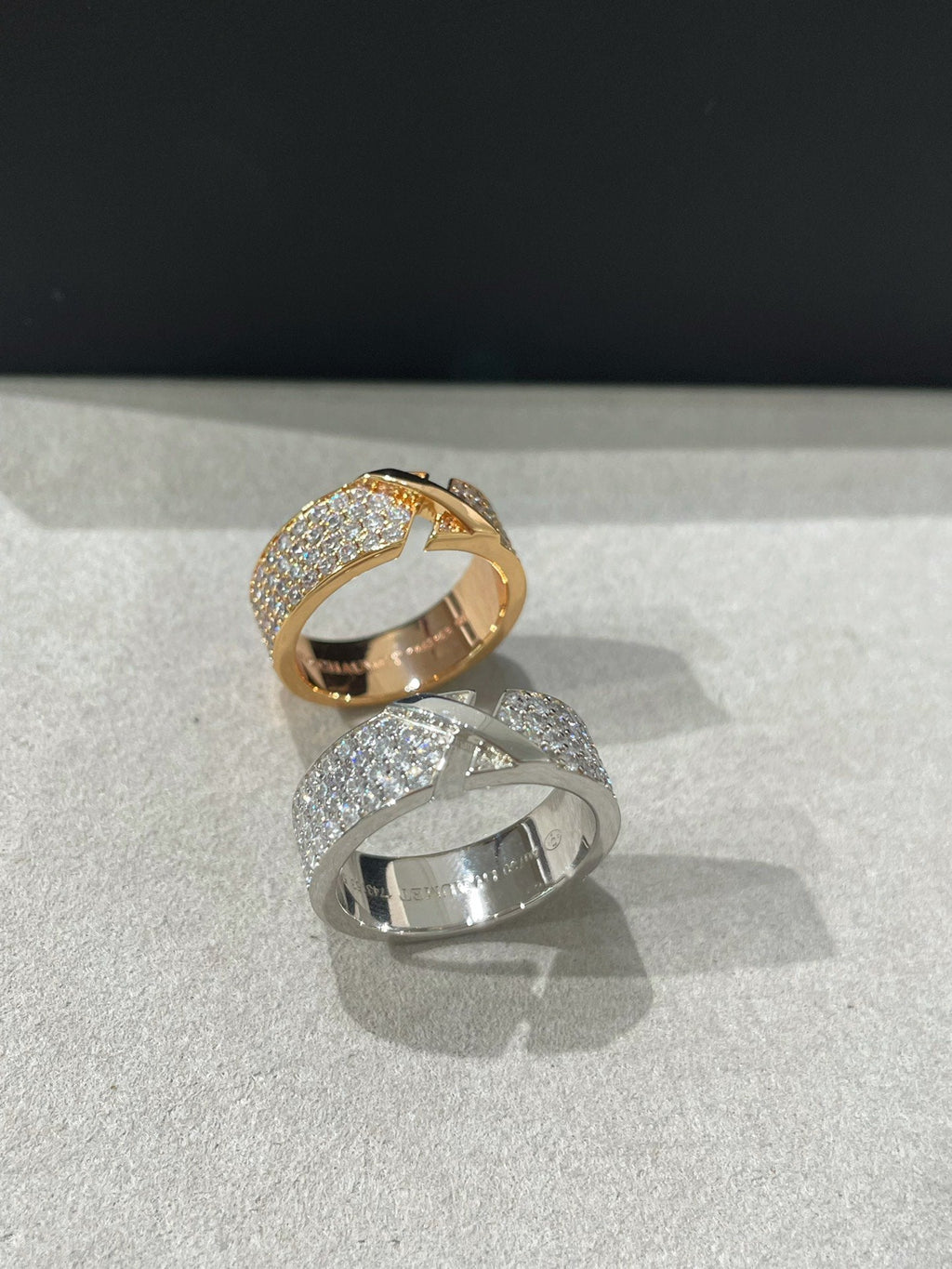 CHAUMET LIENS EVIDENCE PINK GOLD DIAMOND PAVED RING
