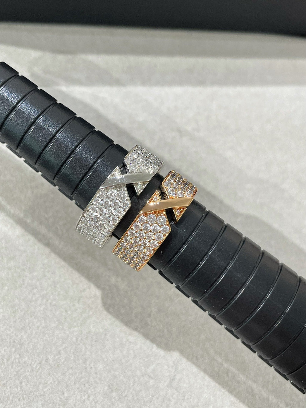 CHAUMET LIENS EVIDENCE PINK GOLD DIAMOND PAVED RING
