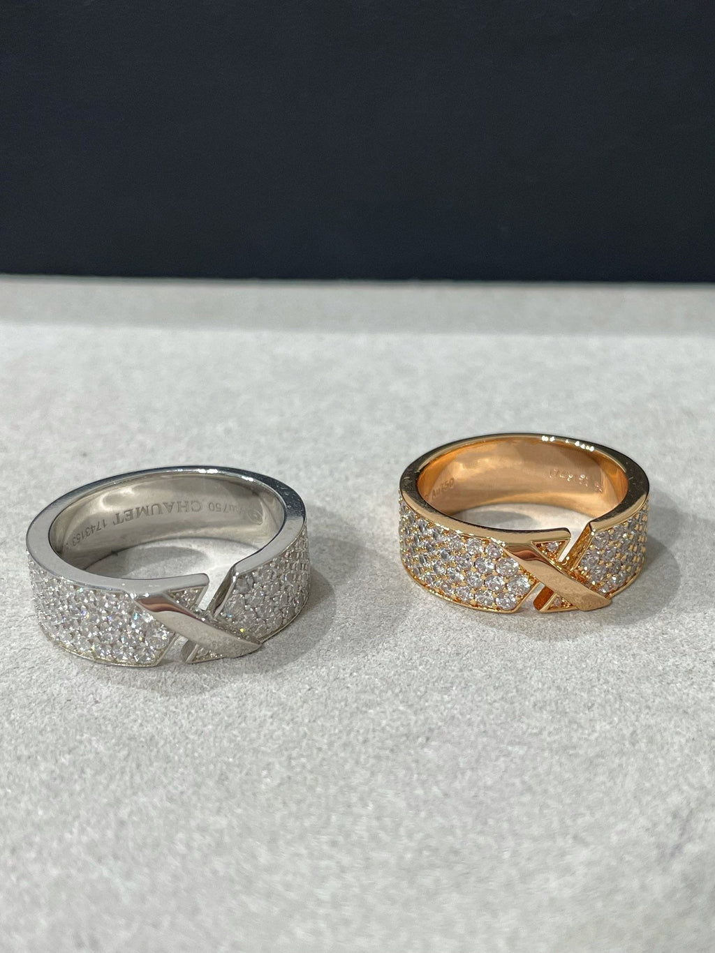 CHAUMET LIENS EVIDENCE PINK GOLD DIAMOND PAVED RING
