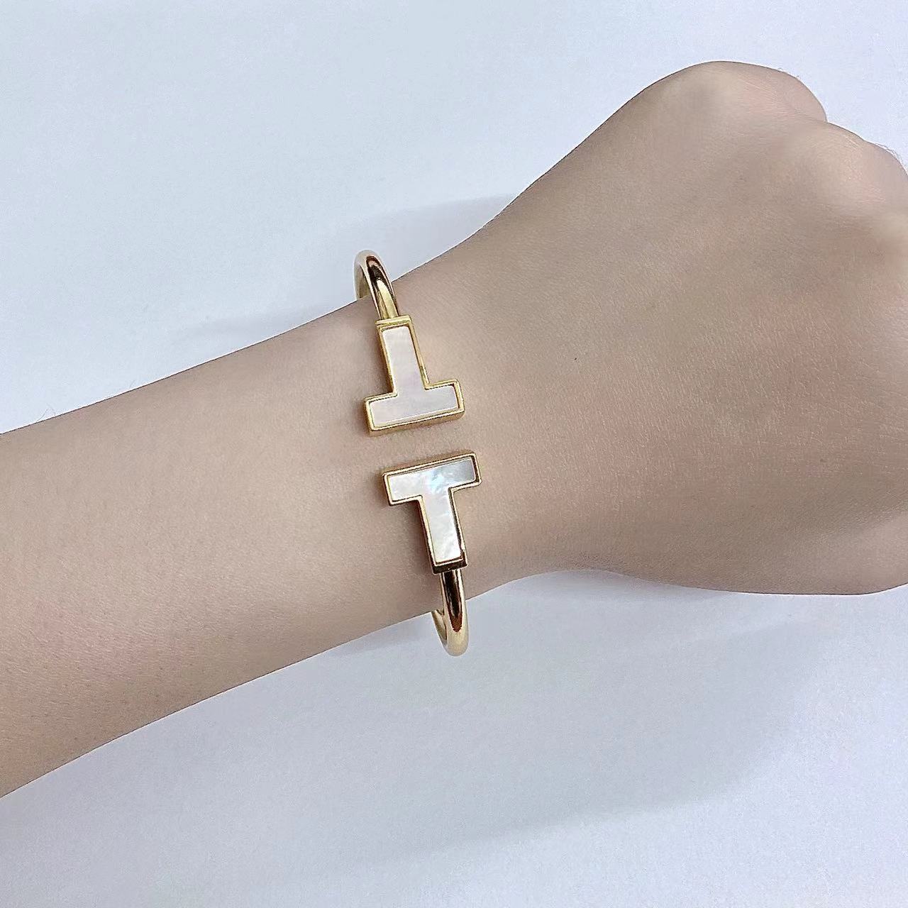 TIFFANY T WIDE MOP OPEN BRACELET