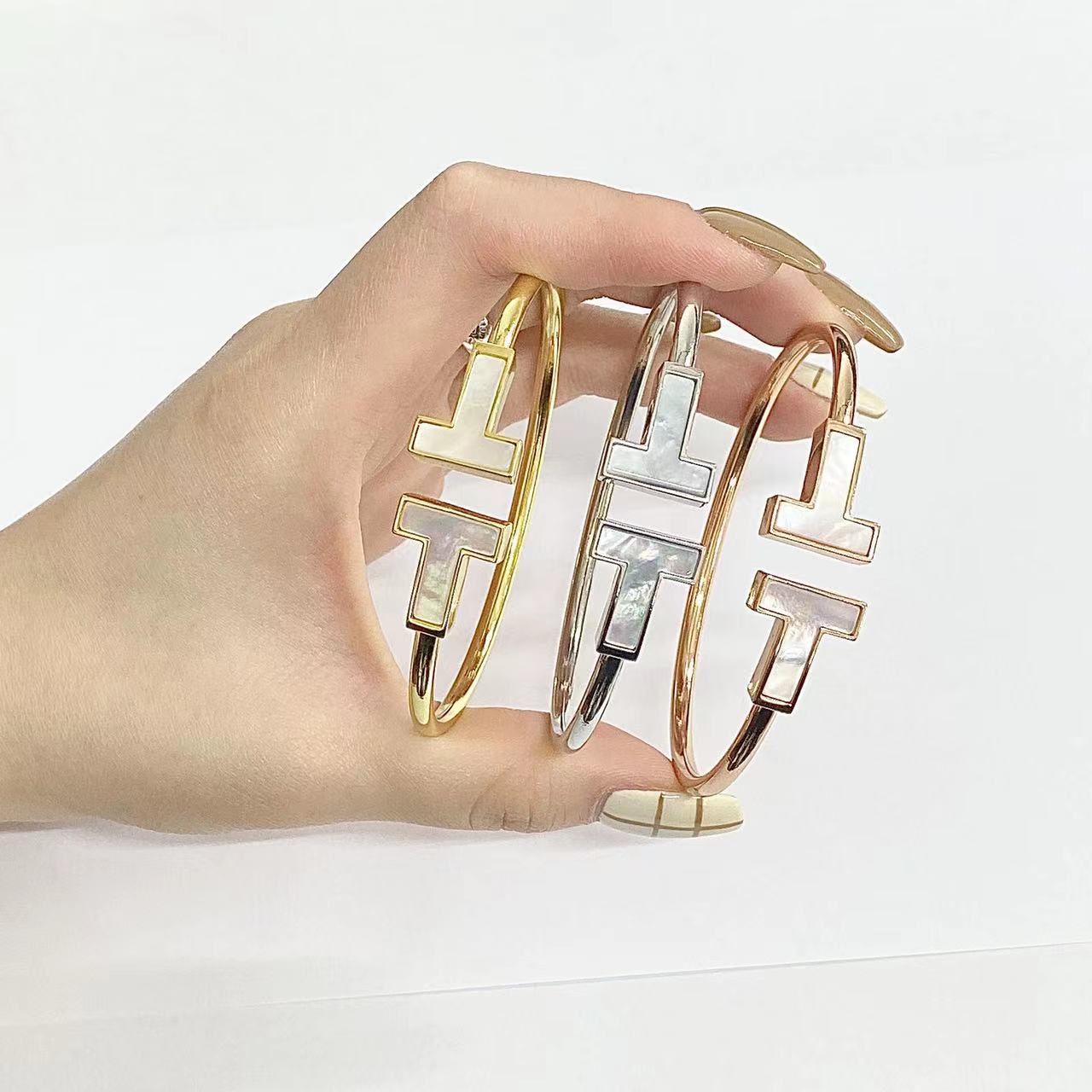 TIFFANY T WIDE MOP OPEN BRACELET