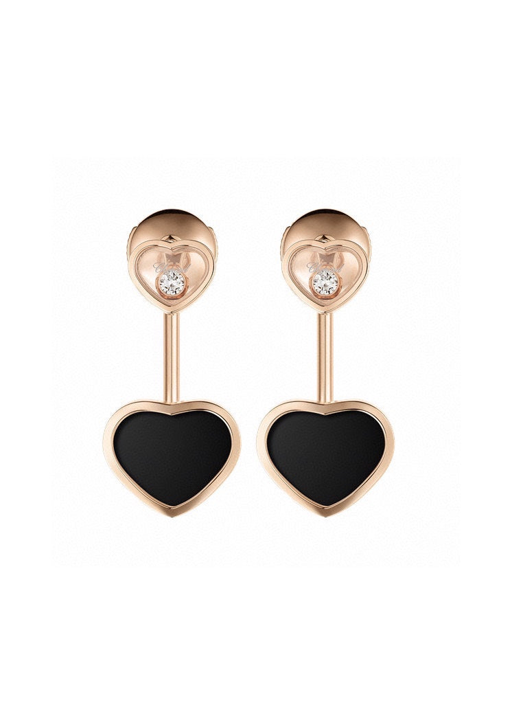 CHOPARD HAPPY HEART PINK GOLD DROP EARRINGS