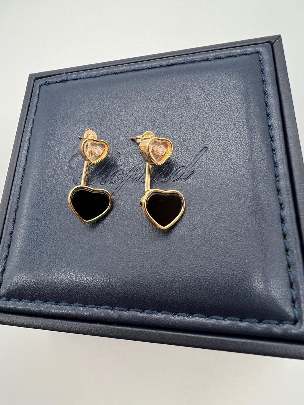 CHOPARD HAPPY HEART PINK GOLD DROP EARRINGS