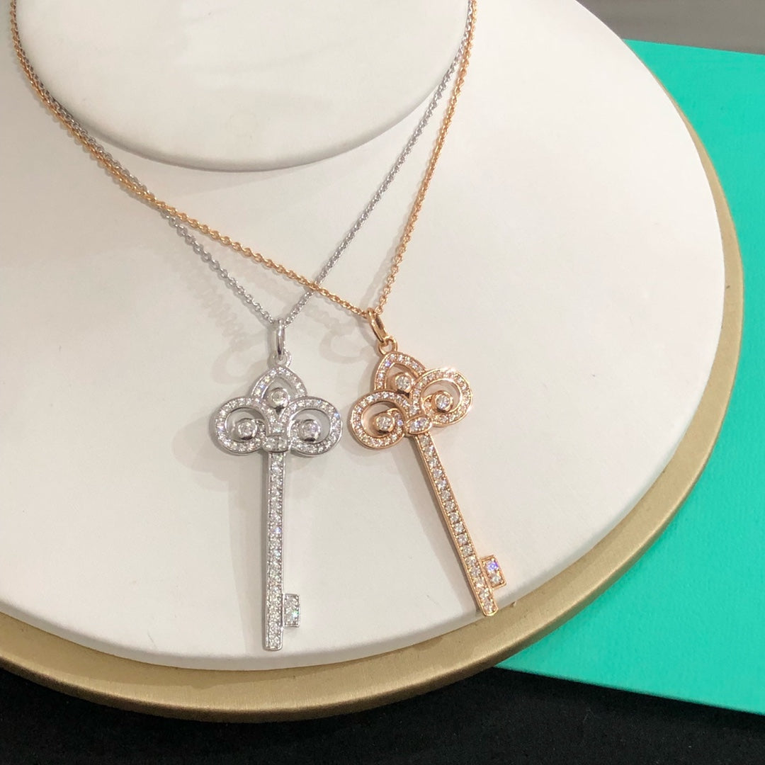 TIFFANY FLEUR KEY DIAMOND NECKLACE