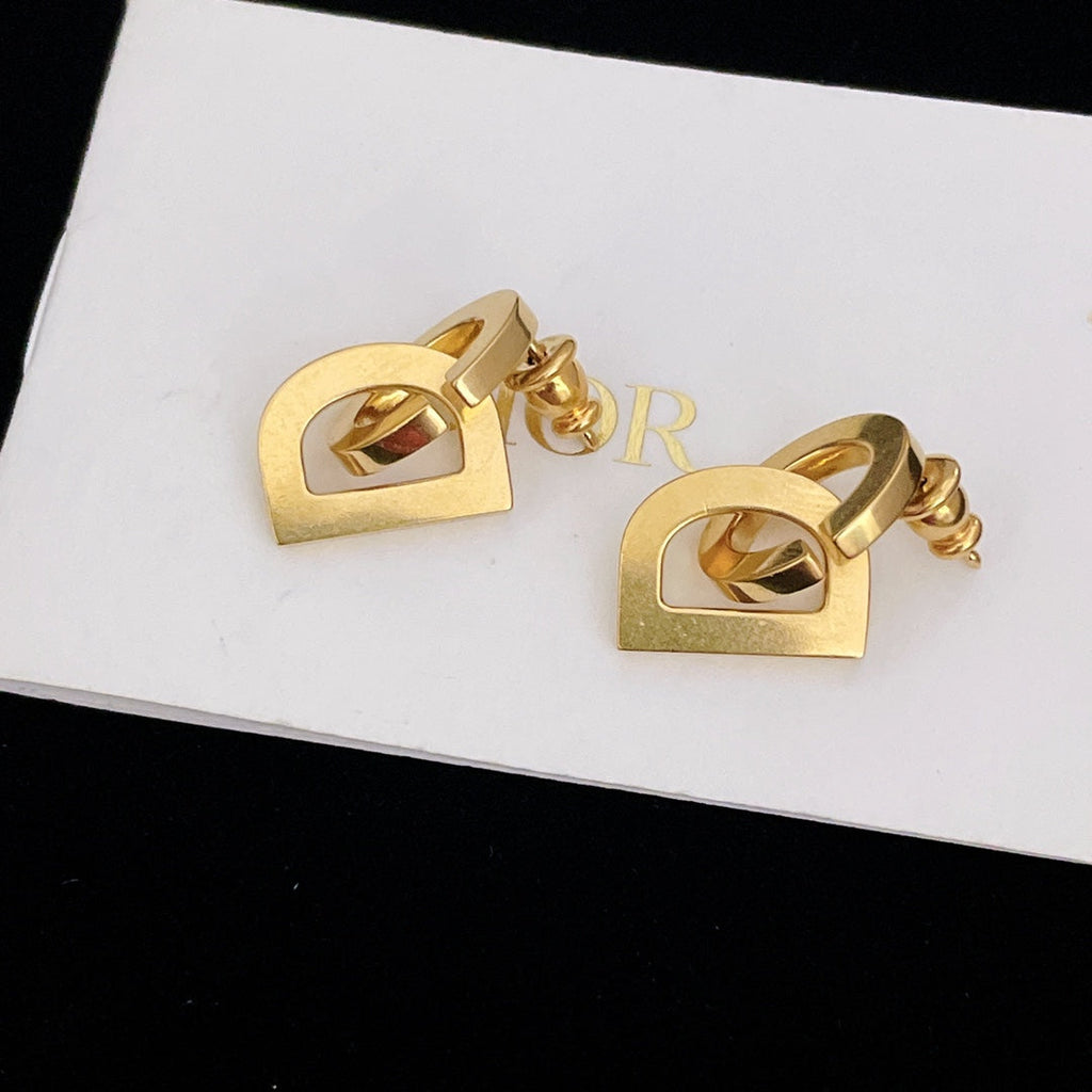 DIOR CD DROP GOLD EARRINGS