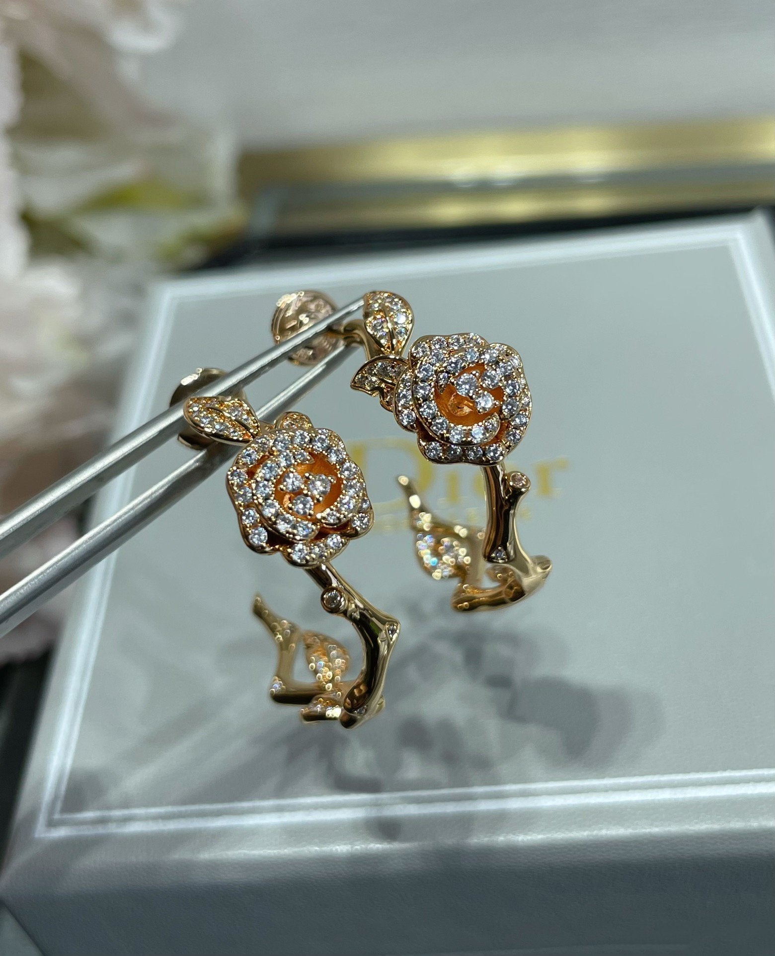 DIOR ROSE BAGATELLE DIAMOND EARRINGS