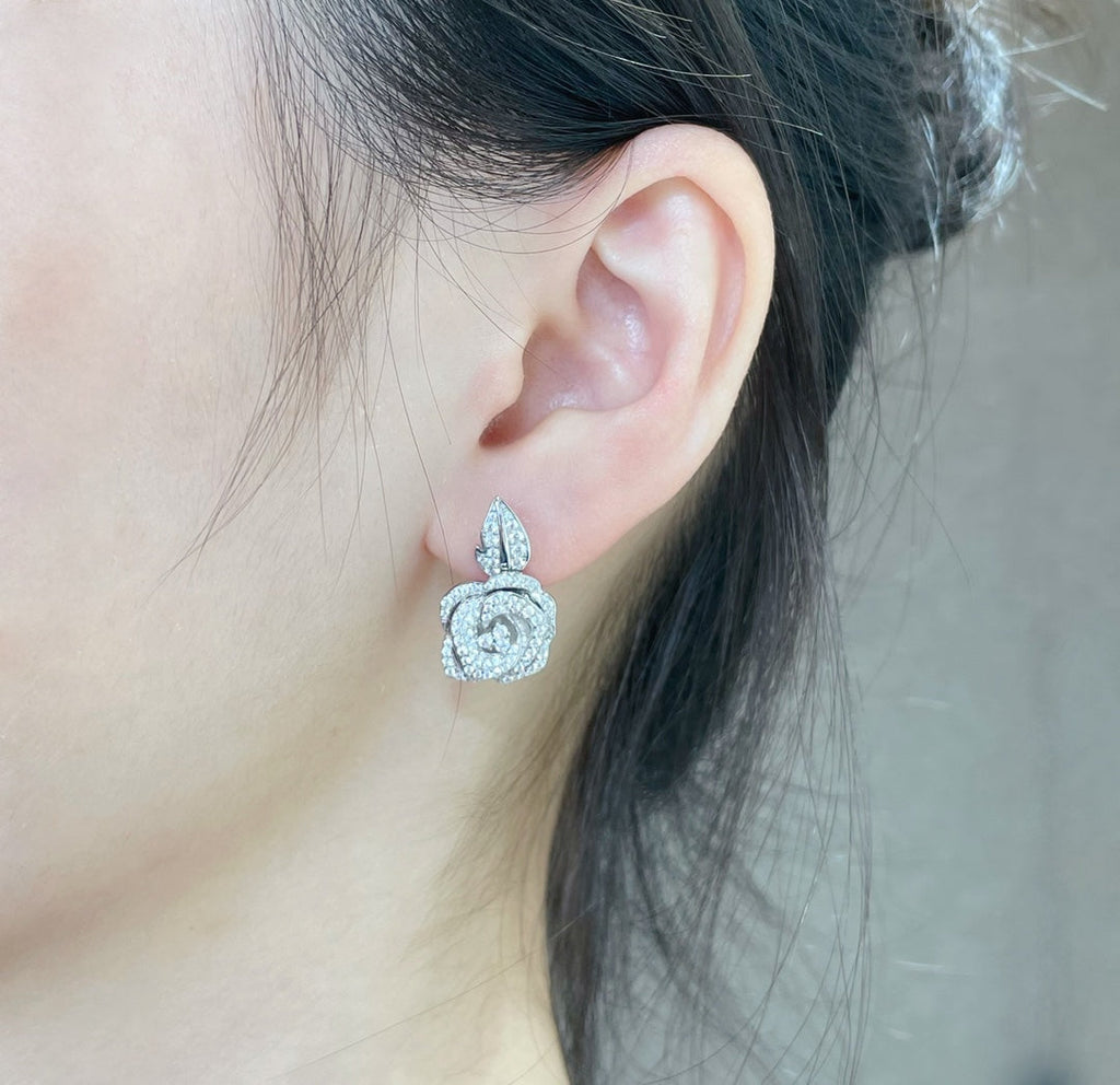 DIOR ROSE BAGATELLE DIAMOND MEDIUM EARRINGS