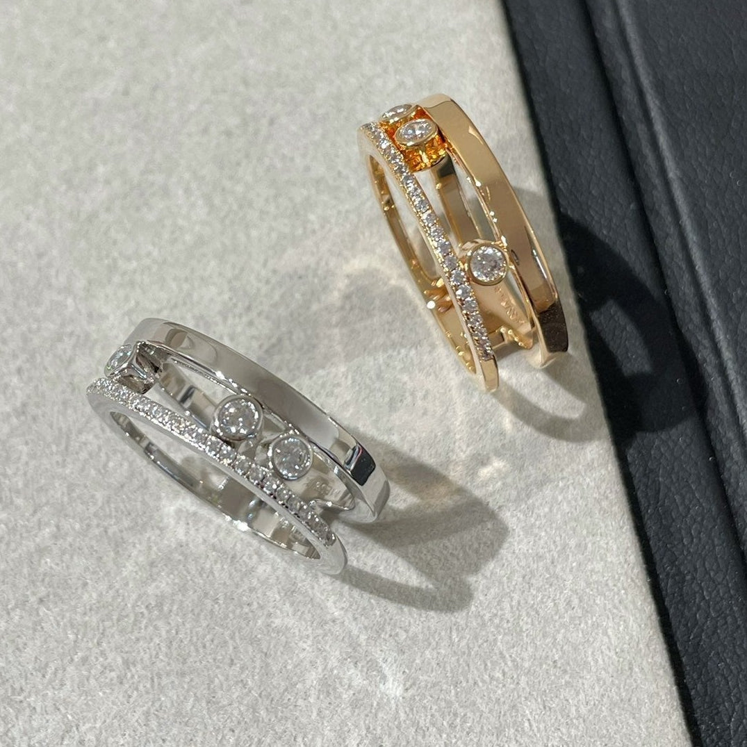 MESSIKA MOVE ROMANE PINK GOLD AND SILVER DIAMOND RING