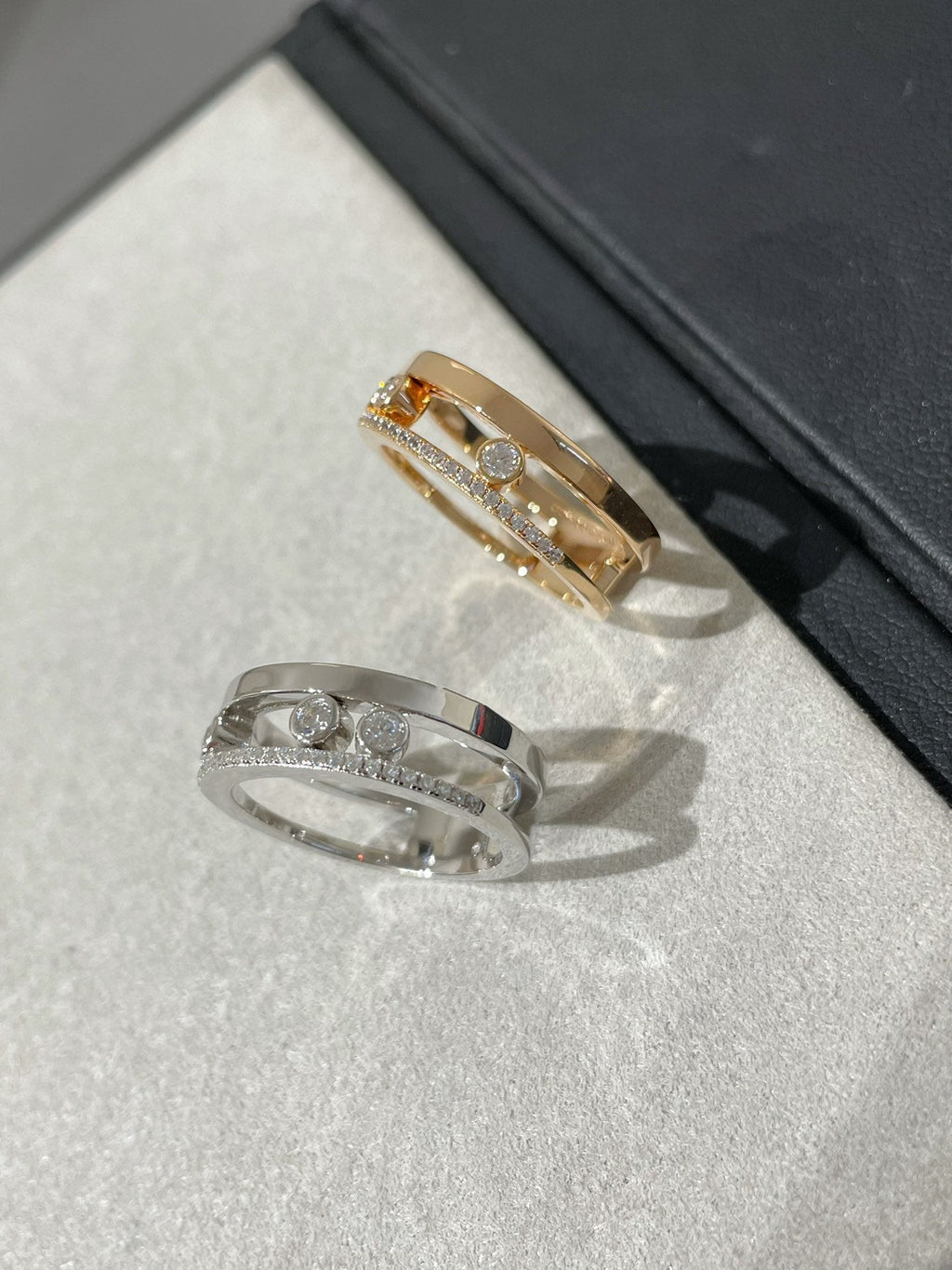 MESSIKA MOVE ROMANE PINK GOLD AND SILVER DIAMOND RING