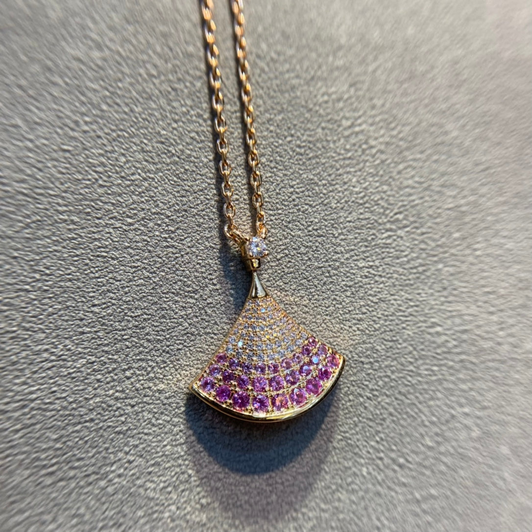 BVLGARI DREAM PINK DIAMOND PAVED NECKLACE