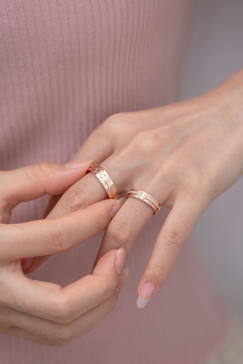 TIFFANY T PINK GOLD RING