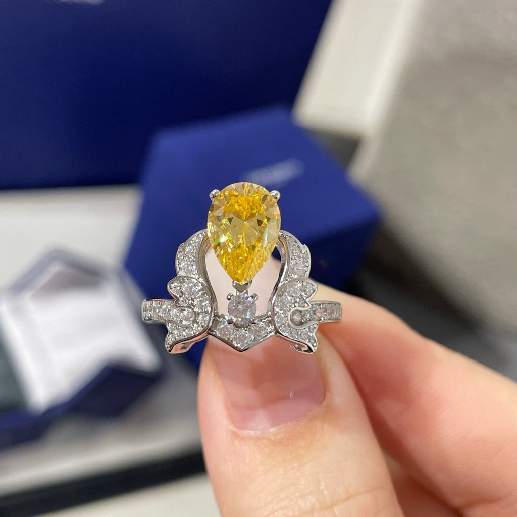 CHAUMET SOIR DE FETE YELLOW DIAMOND SILVER RING