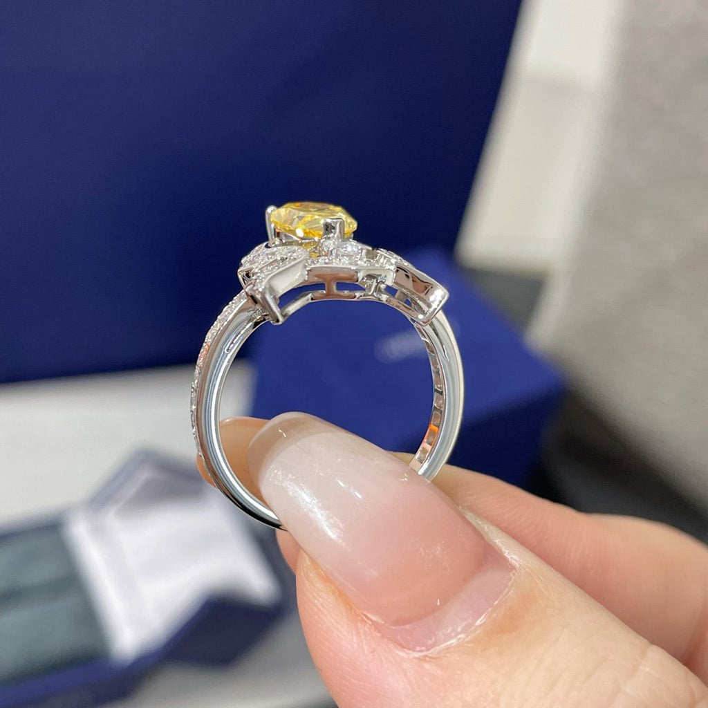 CHAUMET SOIR DE FETE YELLOW DIAMOND SILVER RING