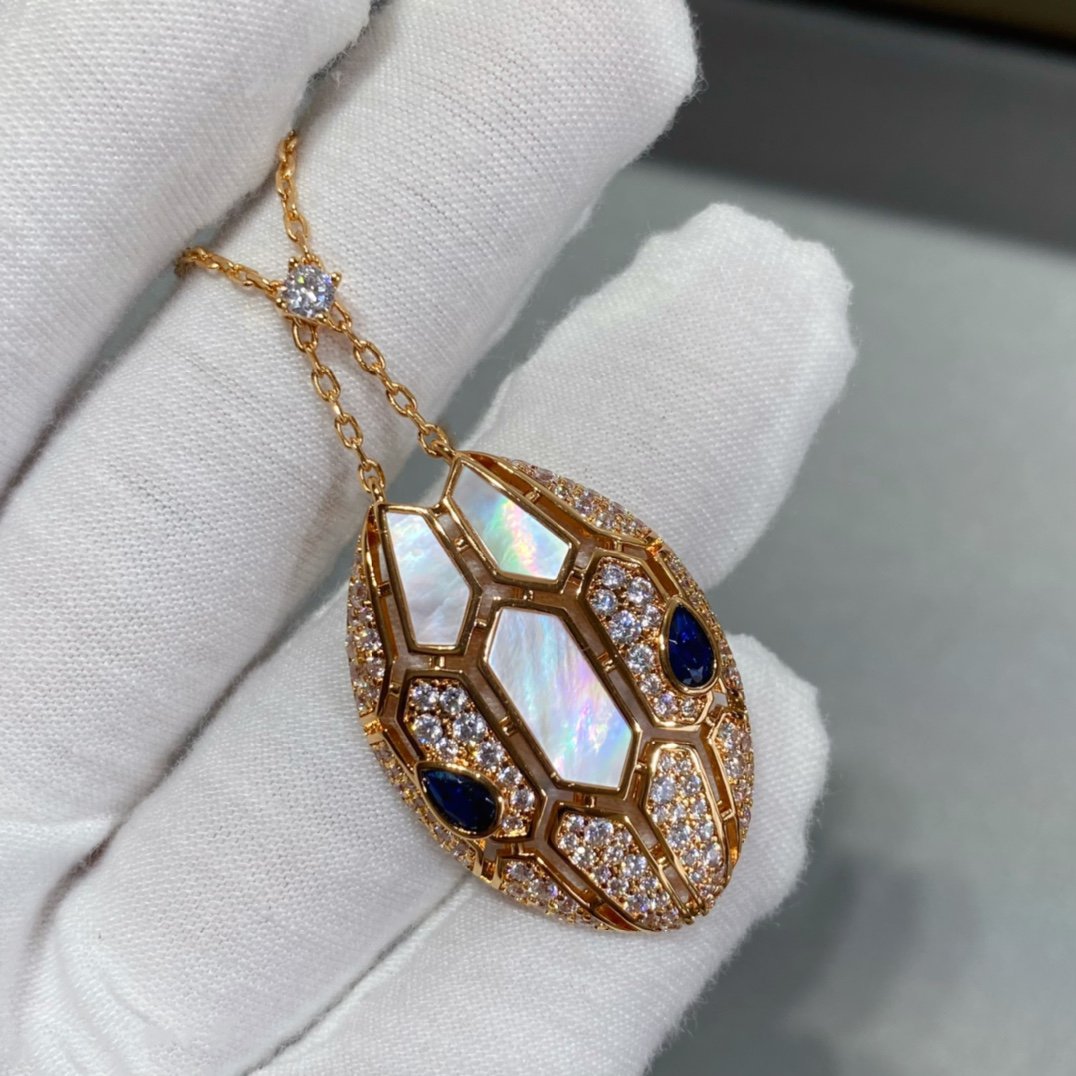 BVLGARI SERPENT PINK GOLD DIAMOND NECKLACE