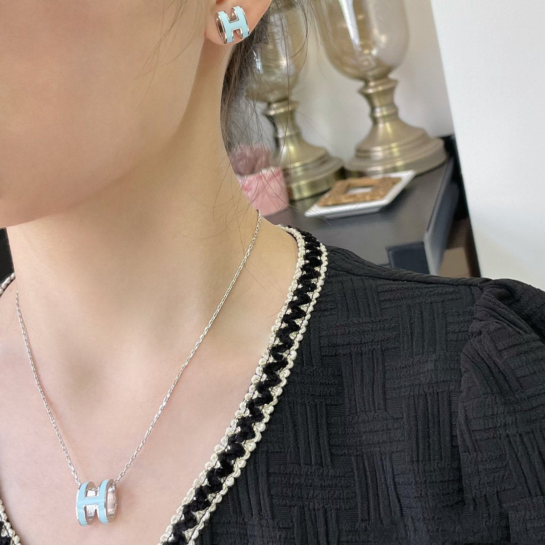 HERMES POP H SKY BLUE NECKLACE