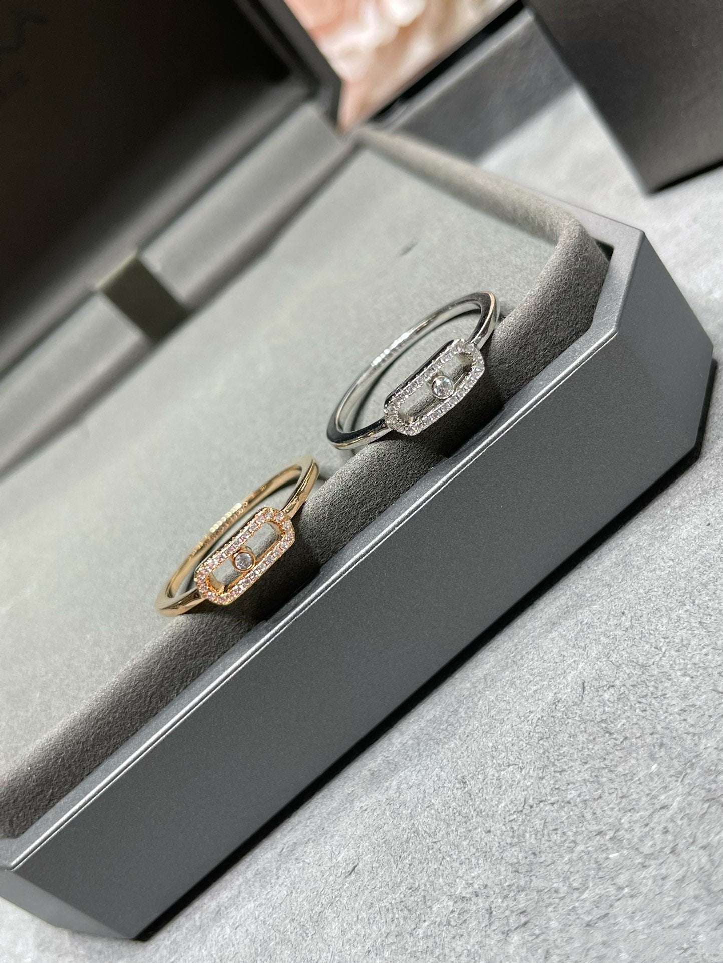 MESSIKA MOVE UNO PINK GOLD DIAMOND PAVED RING