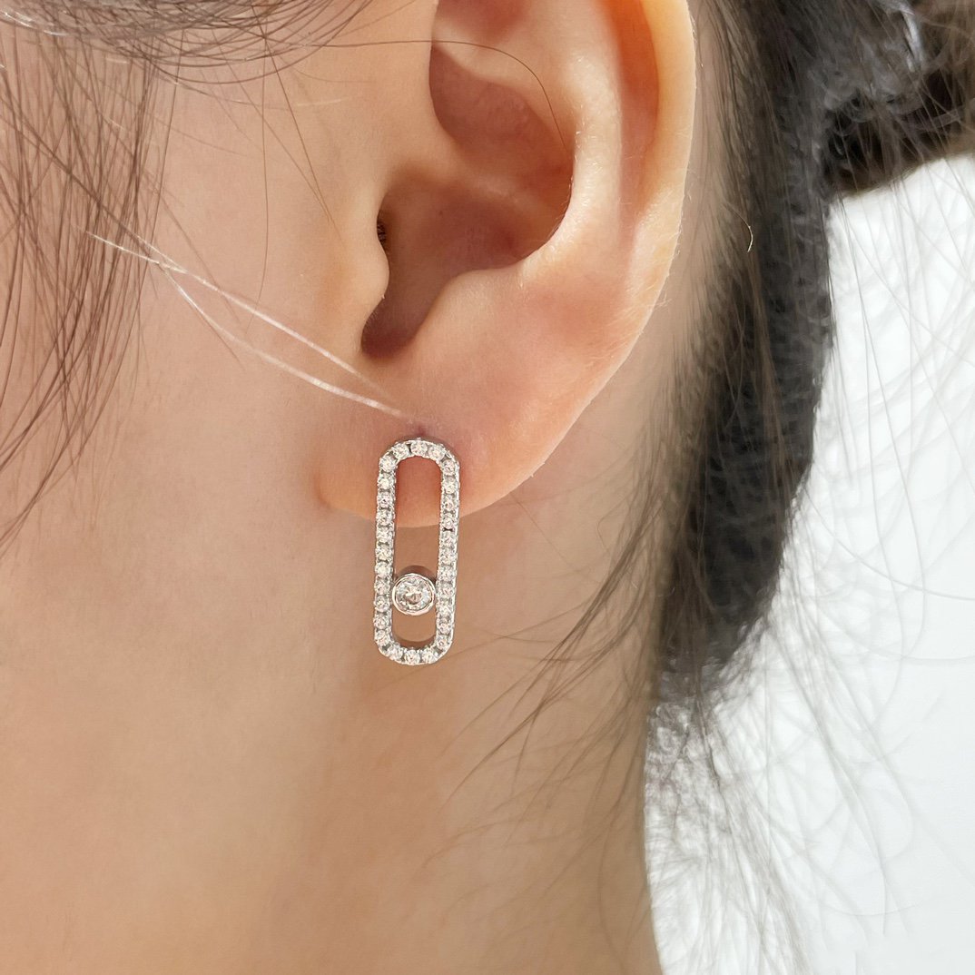 MESSIKA MOVE UNO STUD DIAMOND PAVED EARRINGS