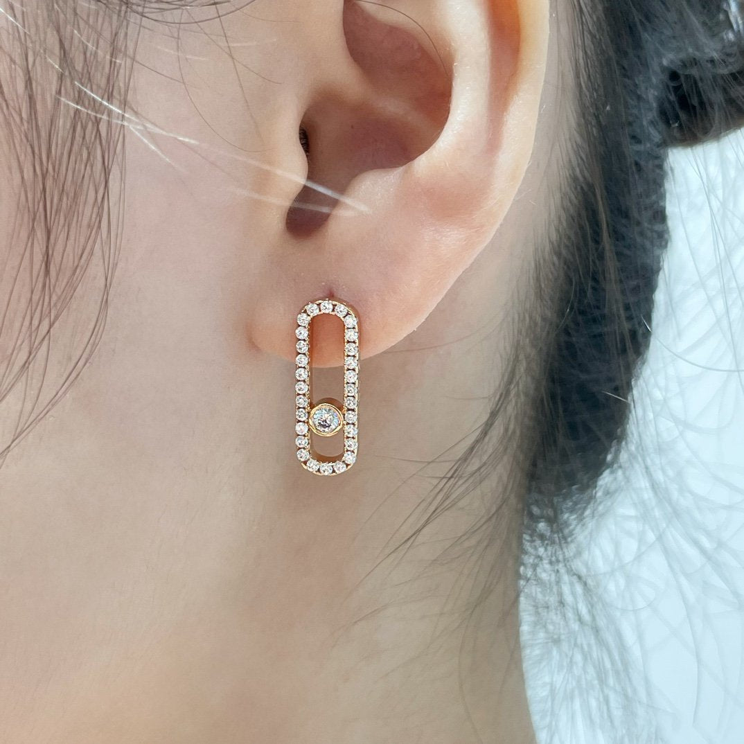 MESSIKA MOVE UNO STUD DIAMOND PAVED EARRINGS