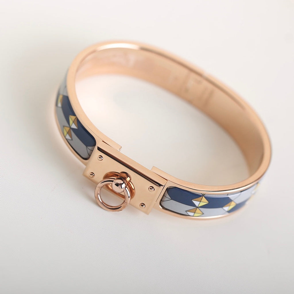 HERMES CLIC ANNEAU BLUE BLACK AND GREY BRACELET