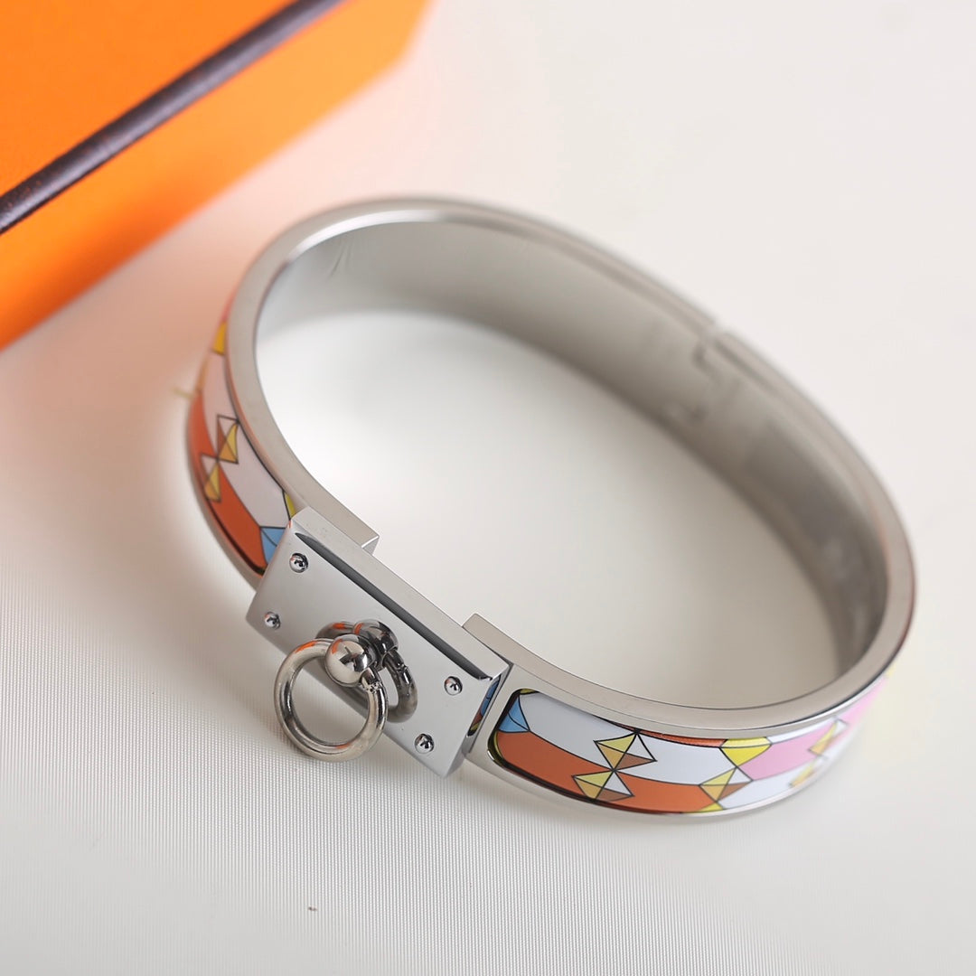 HERMES CLIC ANNEAU YELLOW PINK AND ORANGE BRACELET
