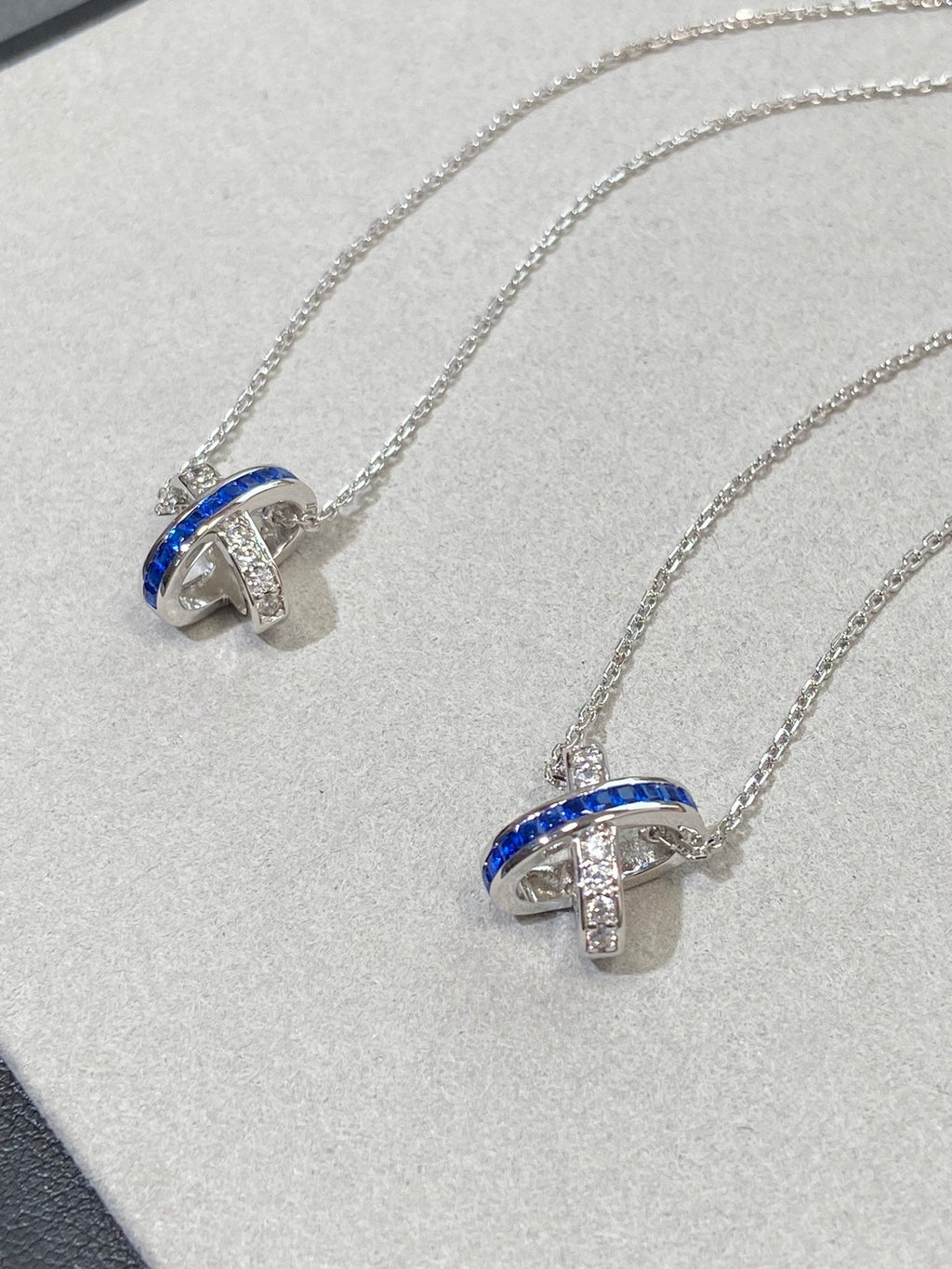 CHAUMET LIENS SILVER BLUE DIAMOND NECKLACE