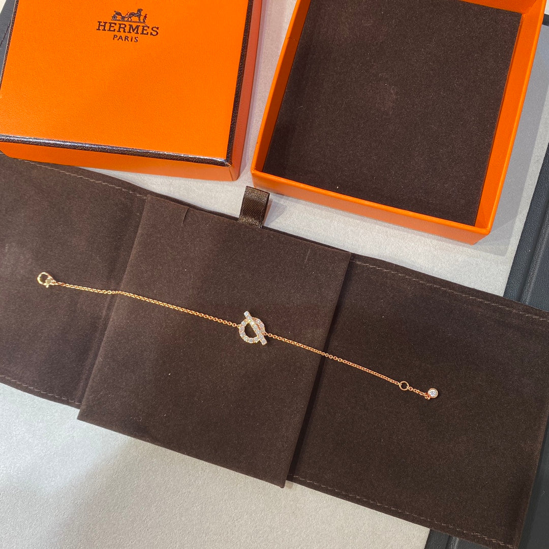 HERMES FINESSE PINK GOLD DIAMOND BRACELET