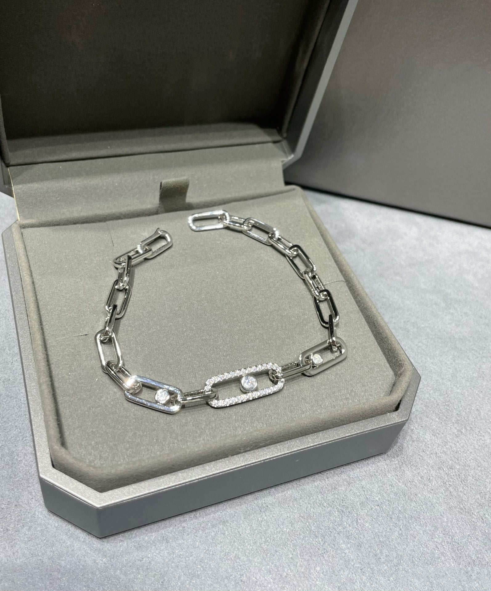 MESSIKA MOVE CHAIN LINK SILVER DIAMOND BRACELET