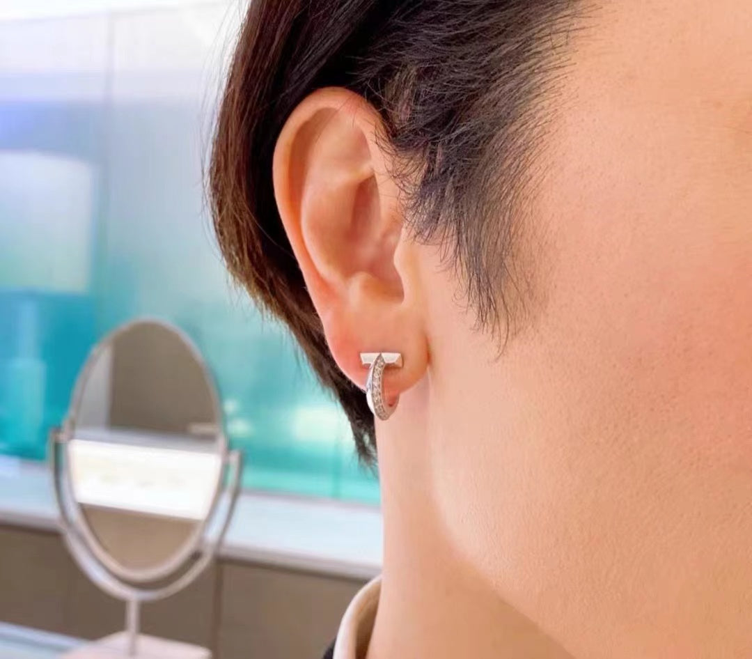 TIFFANY T1 HOOP DIAMOND EARRINGS