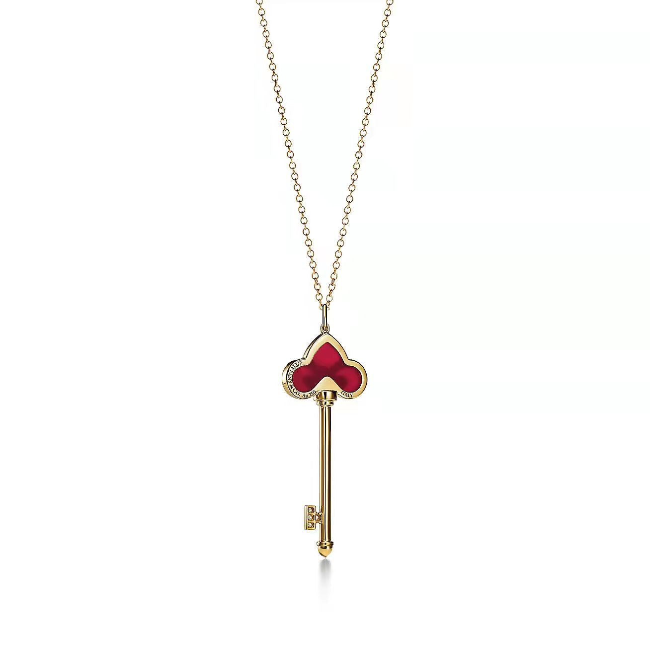 TIFFANY FLEUR DE LIS PINK GOLD DIAMOND CARNELIAN NECKLACE