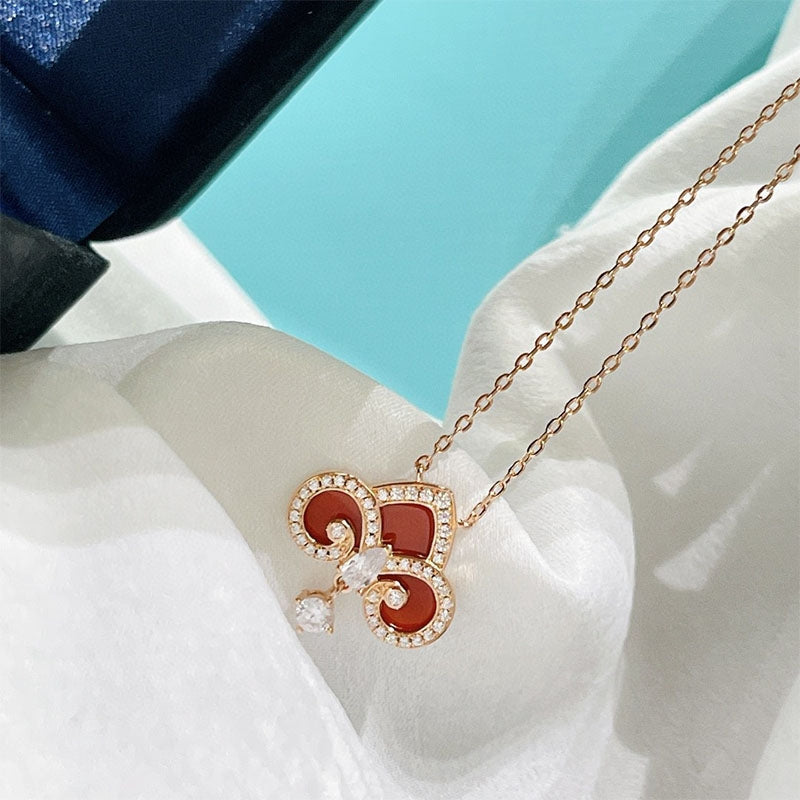 TIFFANY FLEUR DE LIS PINK GOLD DIAMOND NECKLACE