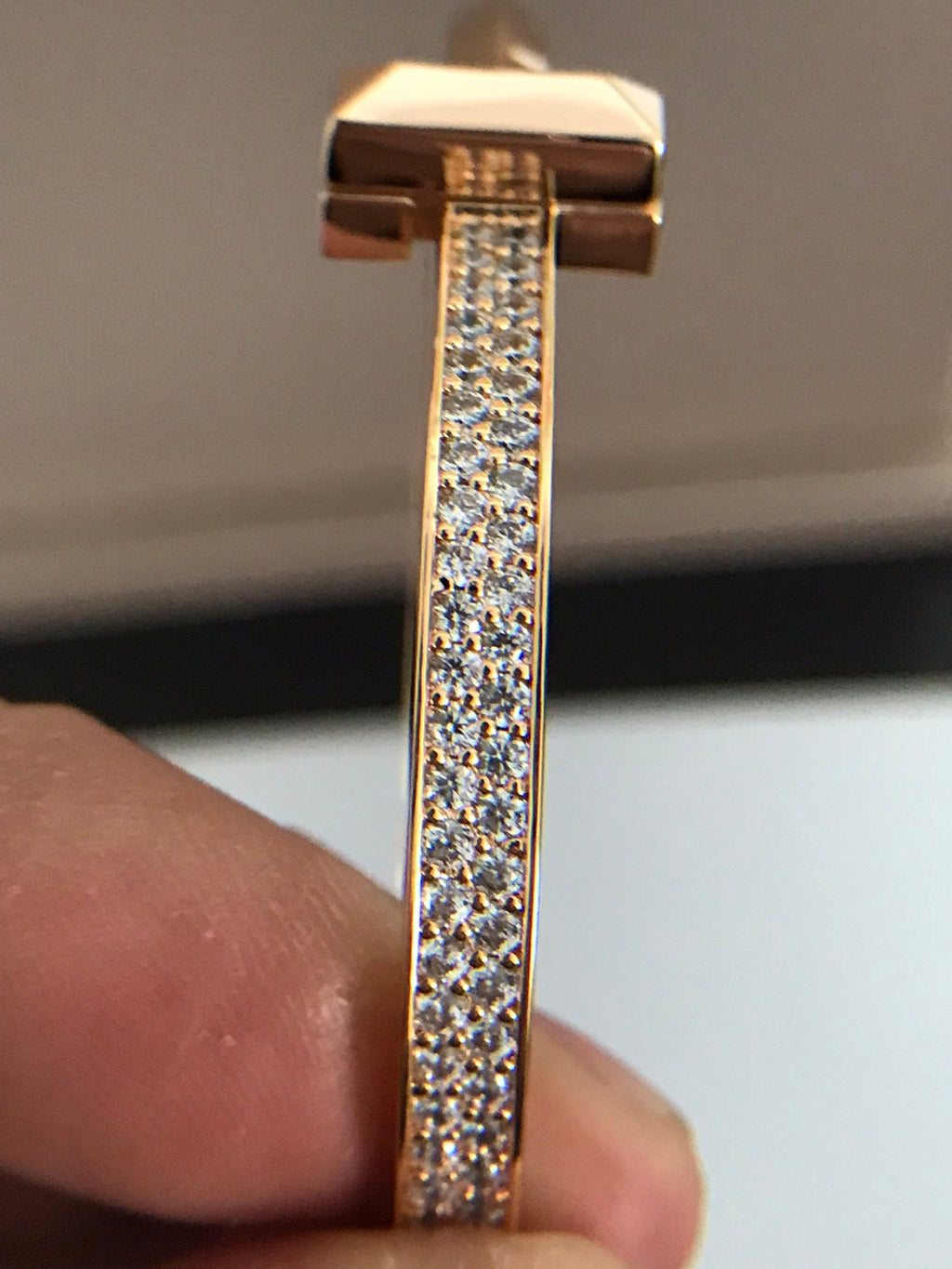TIFFANY T1 WIDE DIAMOND HINGED BANGLE PINK GOLD