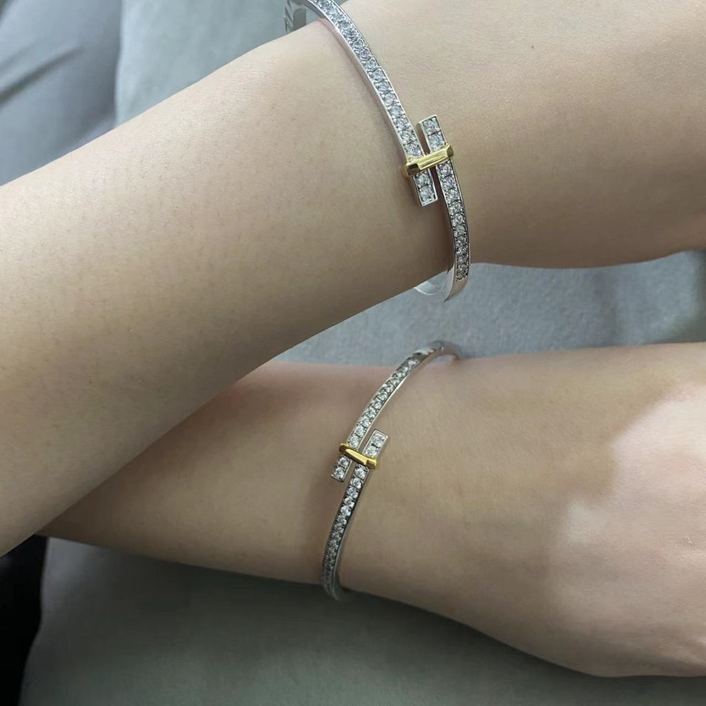 TIFFANY EDGE DIAMOND GOLD SILVER BRACELET