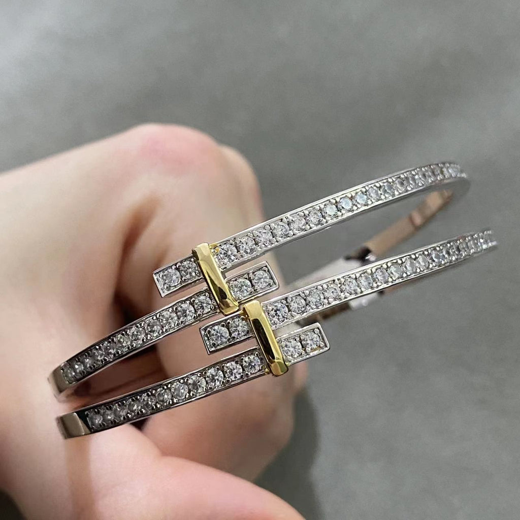TIFFANY EDGE DIAMOND GOLD SILVER BRACELET