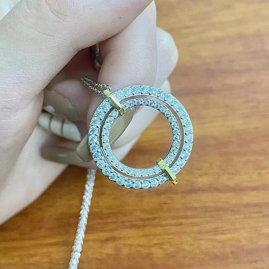 TIFFANY EDGE DIAMOND GOLD SILVER NECKLACE