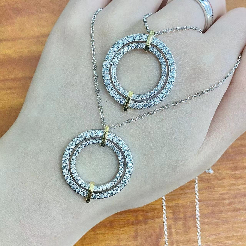 TIFFANY EDGE DIAMOND GOLD SILVER NECKLACE