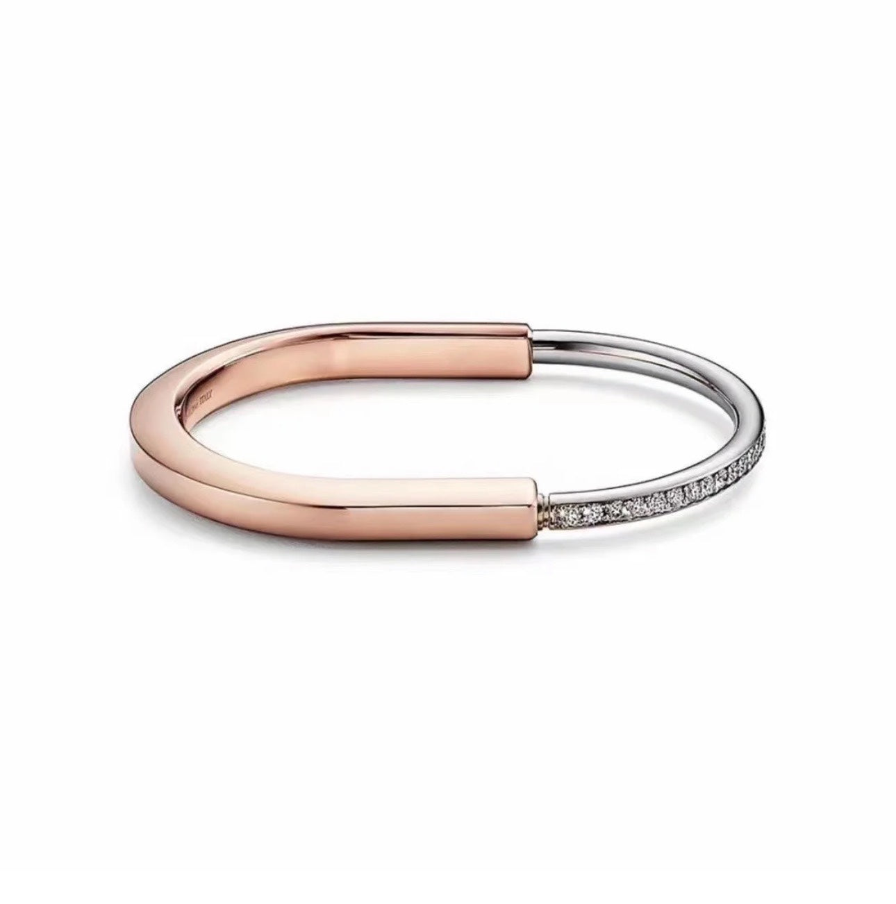 TIFFANY LOCK PINK GOLD SILVER DIAMOND BRACELET