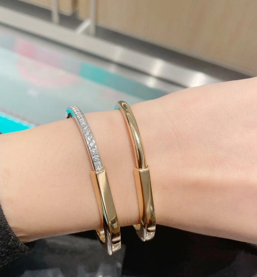 TIFFANY LOCK PINK GOLD SILVER DIAMOND BRACELET