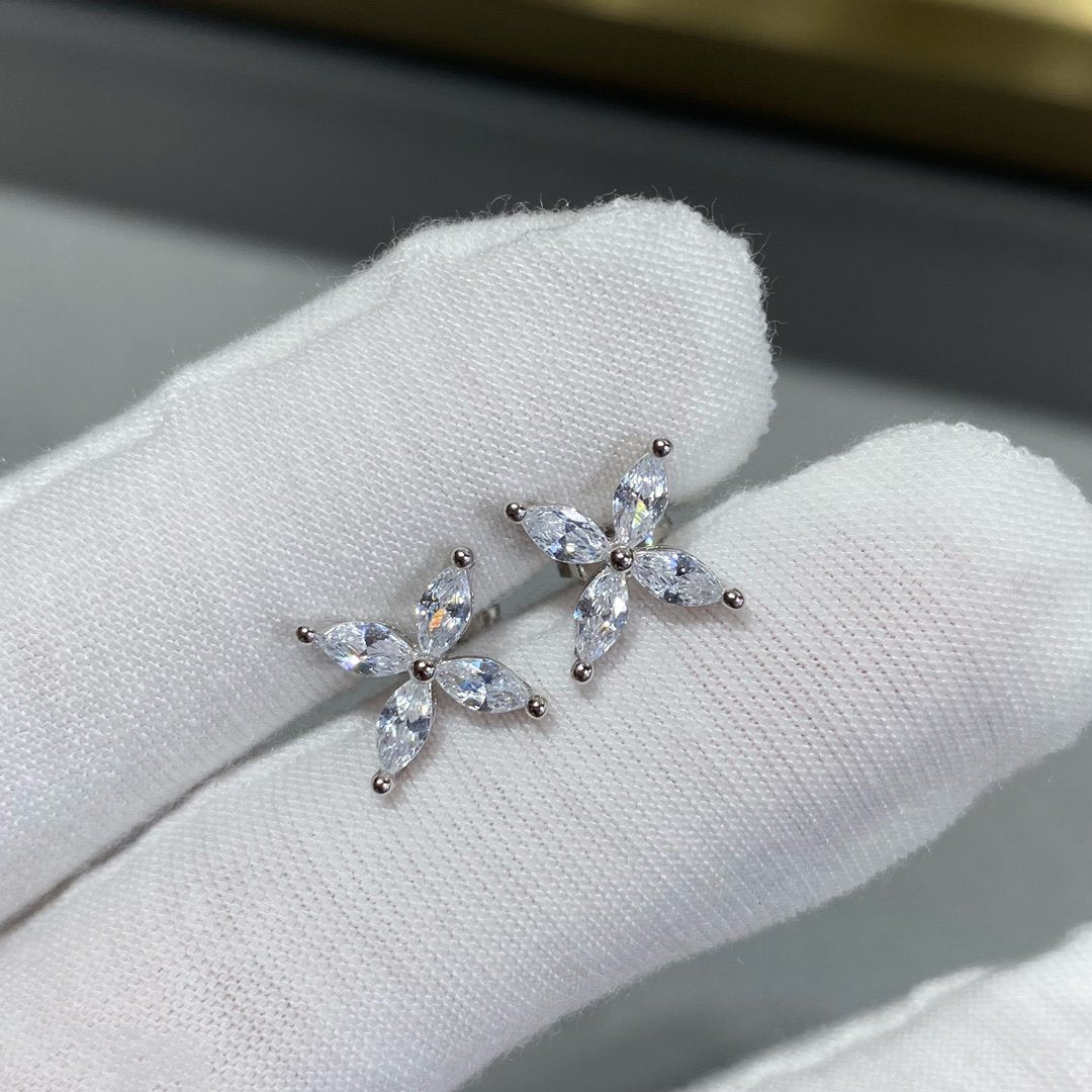 TIFFANY VICTORIA SILVER DIAMOND STUD MINI EARRINGS