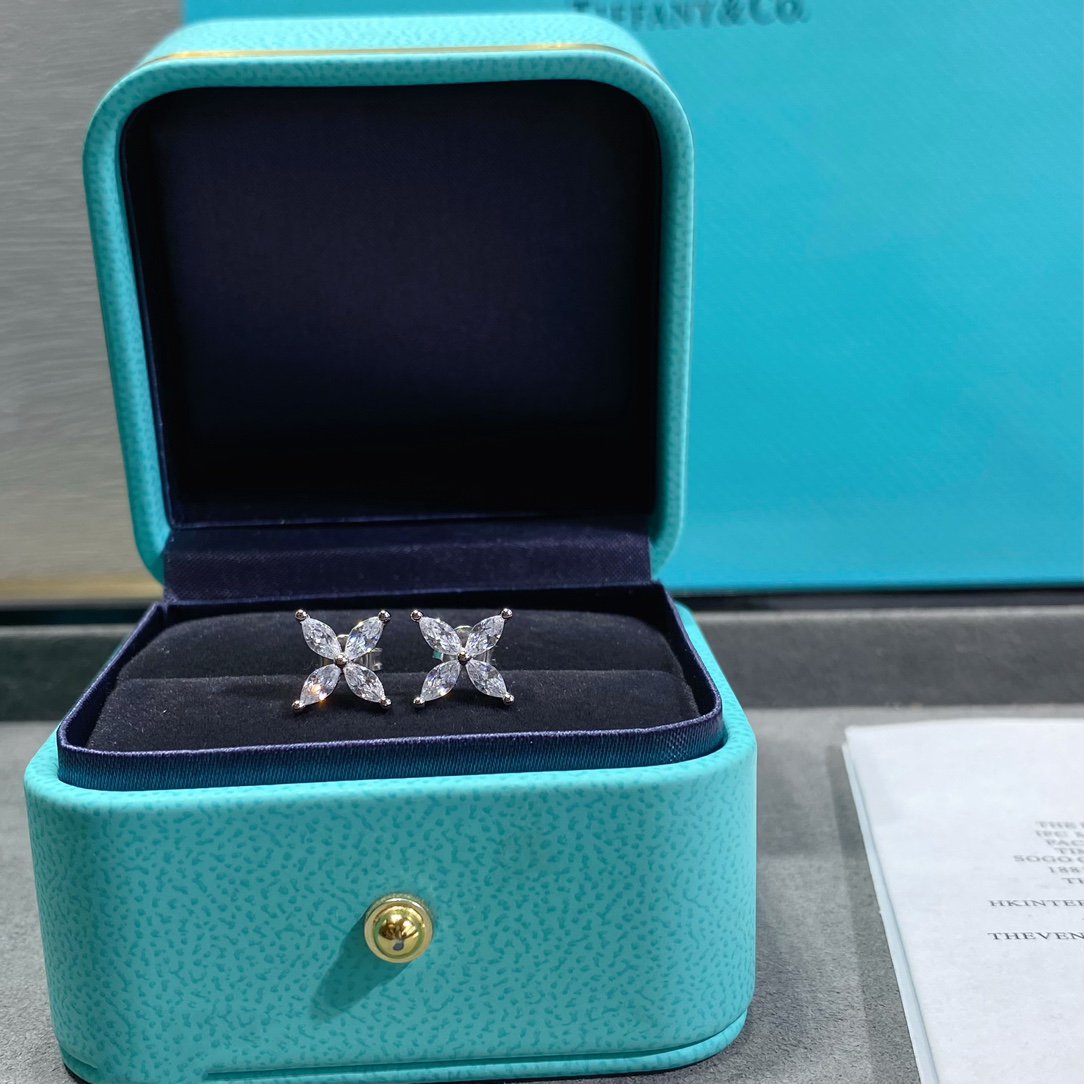 TIFFANY VICTORIA SILVER DIAMOND STUD MINI EARRINGS