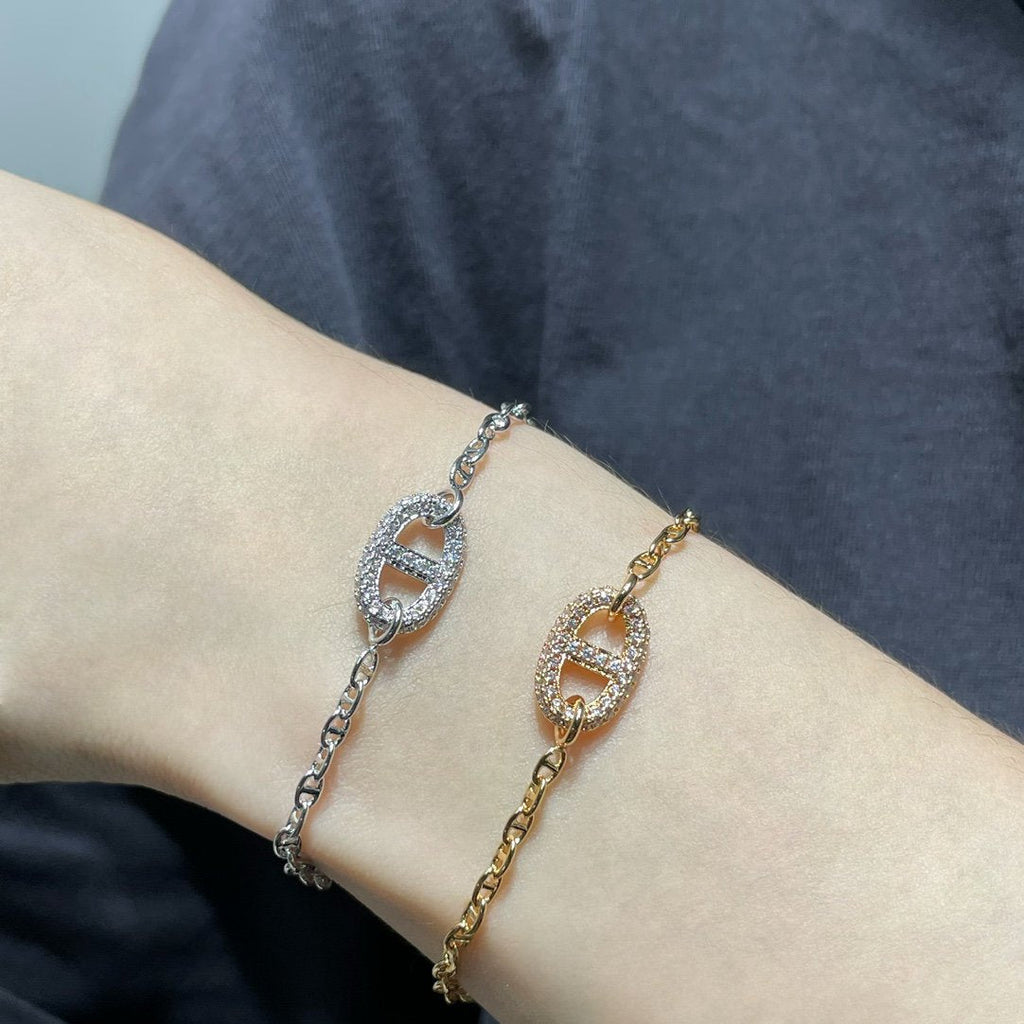 HERMES CHAINE ECHAPPEE DIAMOND LINK BRACELET