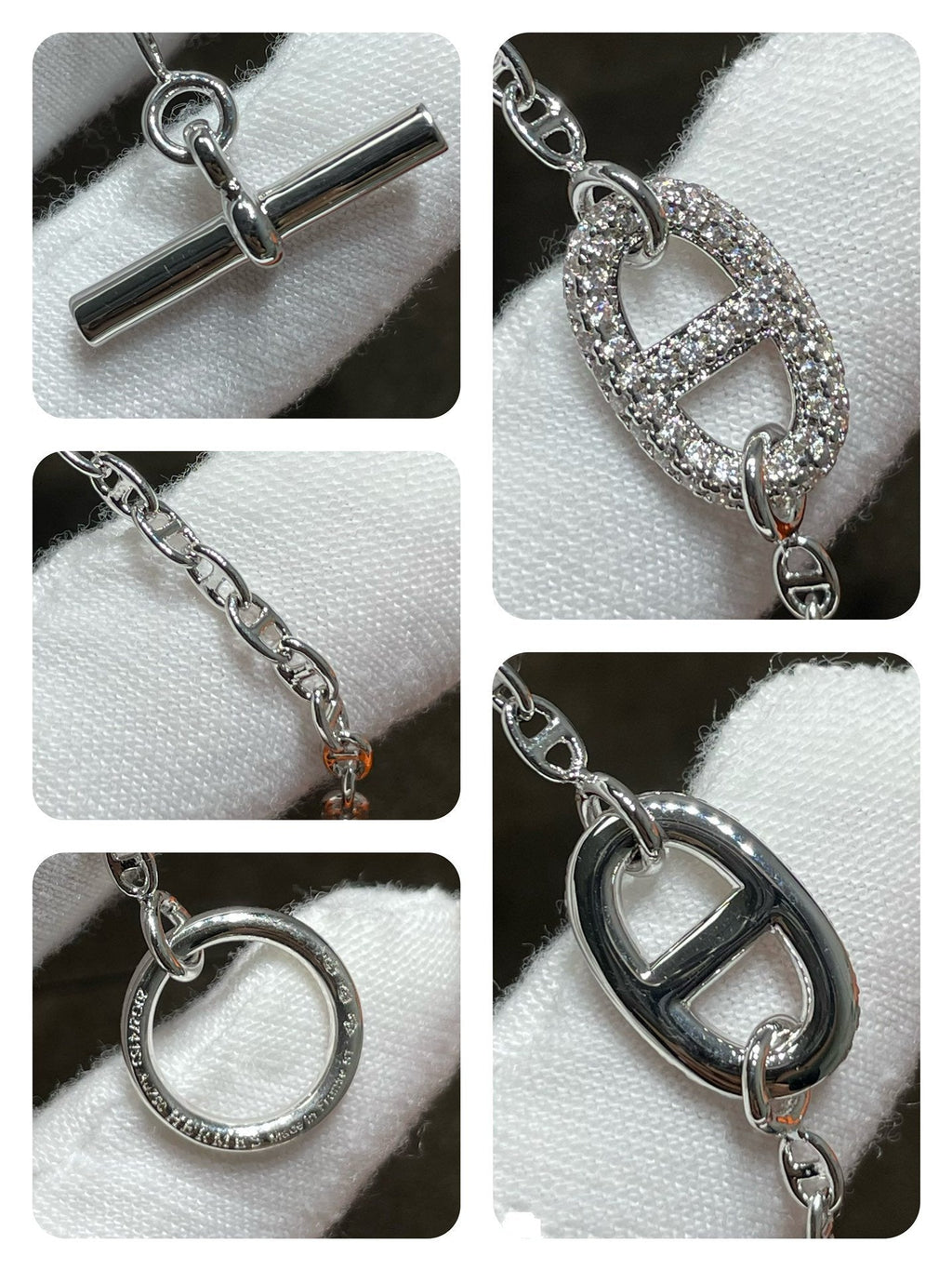 HERMES CHAINE ECHAPPEE DIAMOND LINK BRACELET