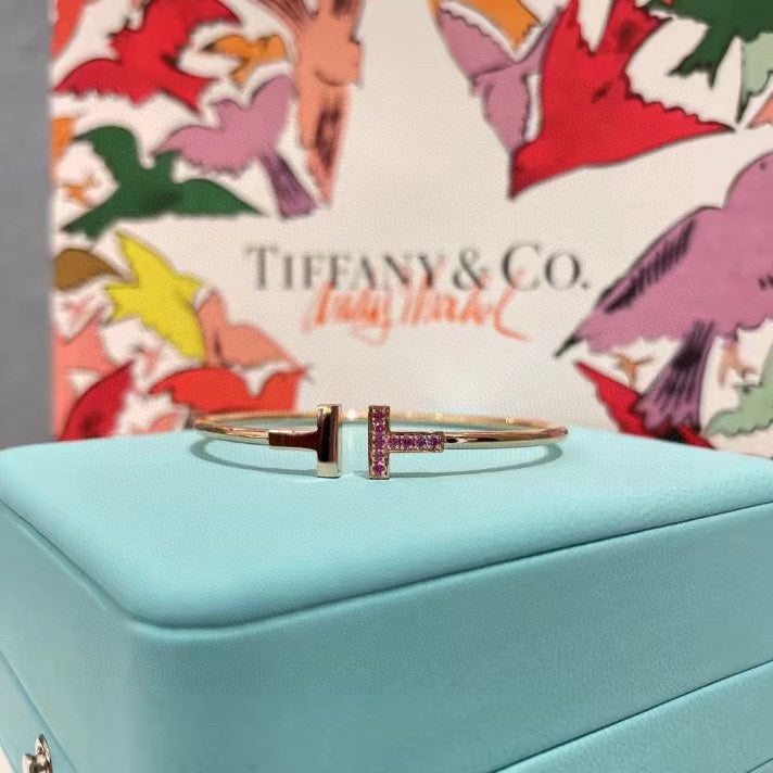 TIFFANY T PINK GOLD PINK DIAMOND BRACELET
