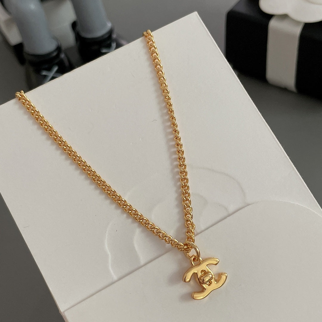 Chanel Lock Gold Chain Necklace