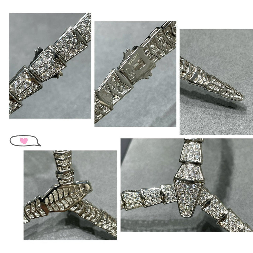 BVLGARI SERPENTI VIPER PINK GOLD DIAMOND PAVED NECKLACE