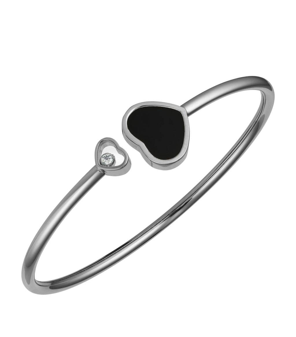 CHOPARD HAPPY HEART ONYX BRACELET SILVER DIAMOND