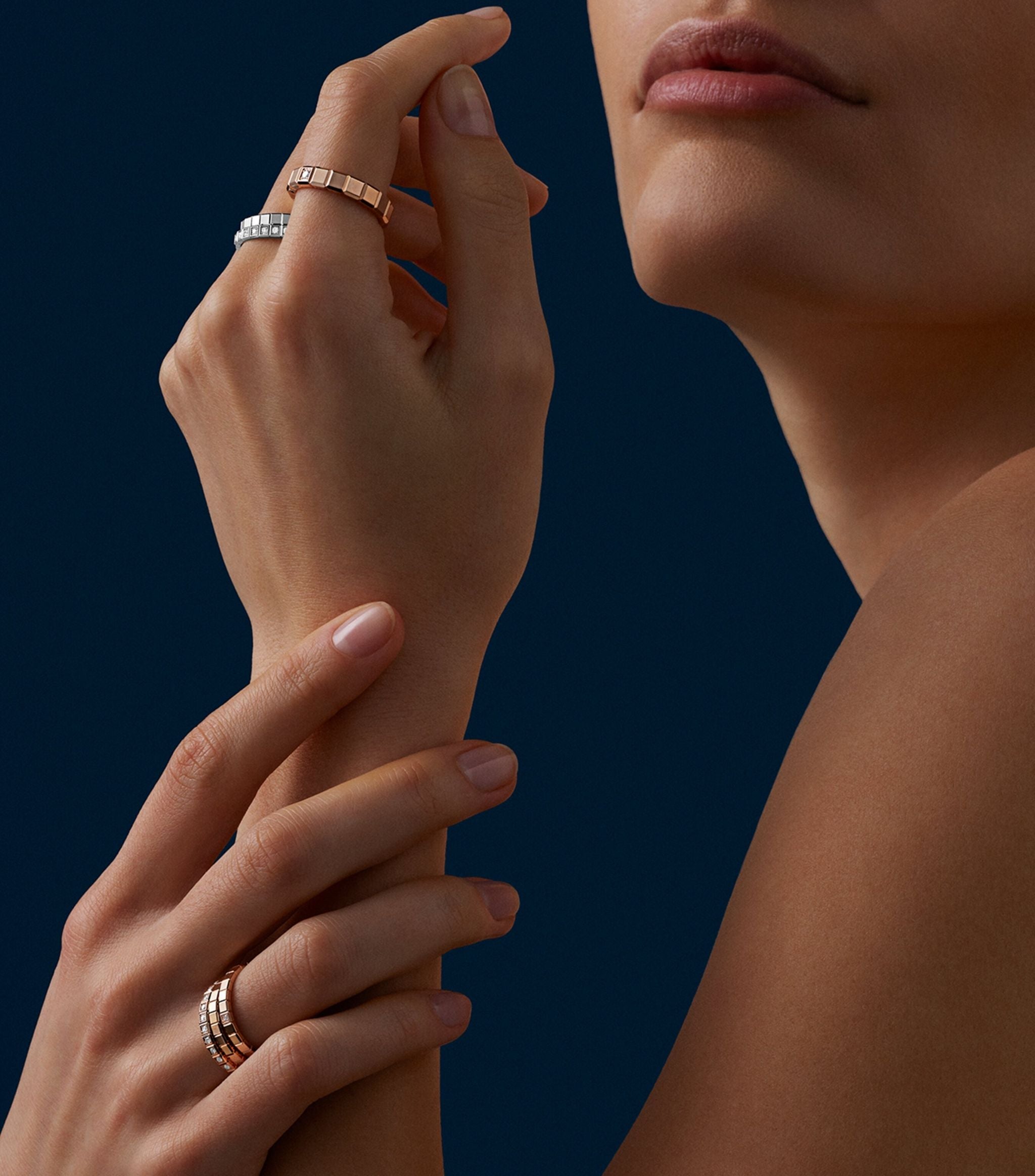 CHOPARD ICE CUBA RING PINK GOLD