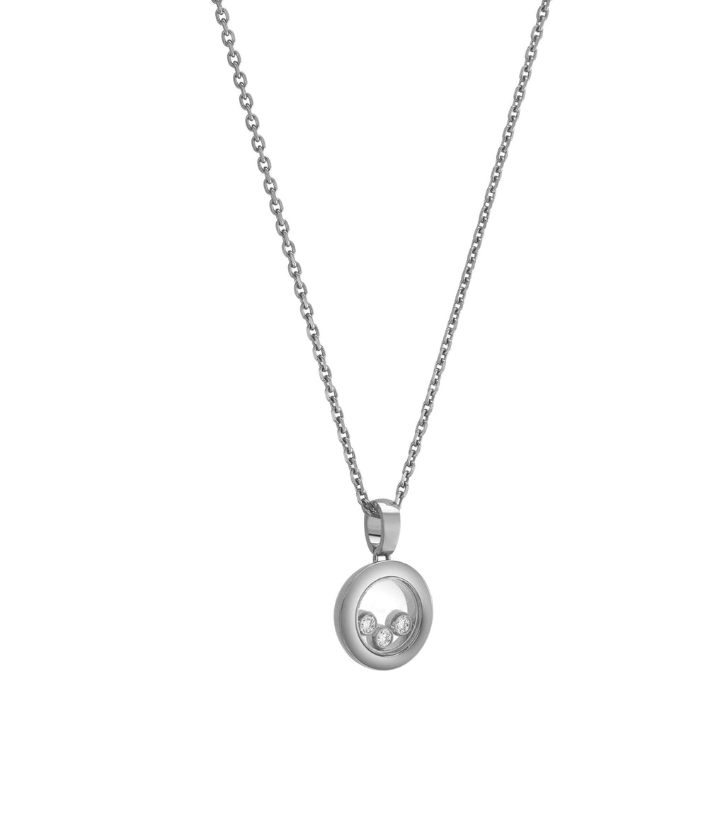 CHOPARD HAPPY PEDANT SILVER 3 DIAMOND NECKLACE