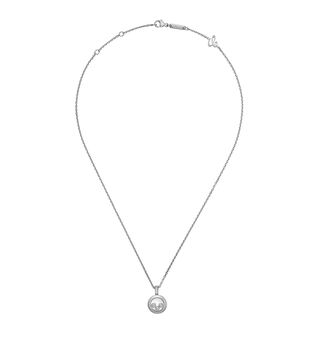 CHOPARD HAPPY PEDANT SILVER 3 DIAMOND NECKLACE